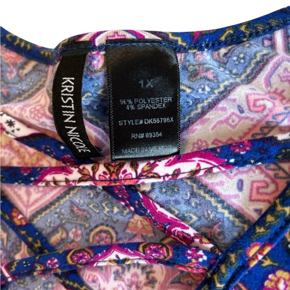 Kristin Nicole Geometric Max Dress With Criss Cross Bodice Size 1X - Picture 8 of 9